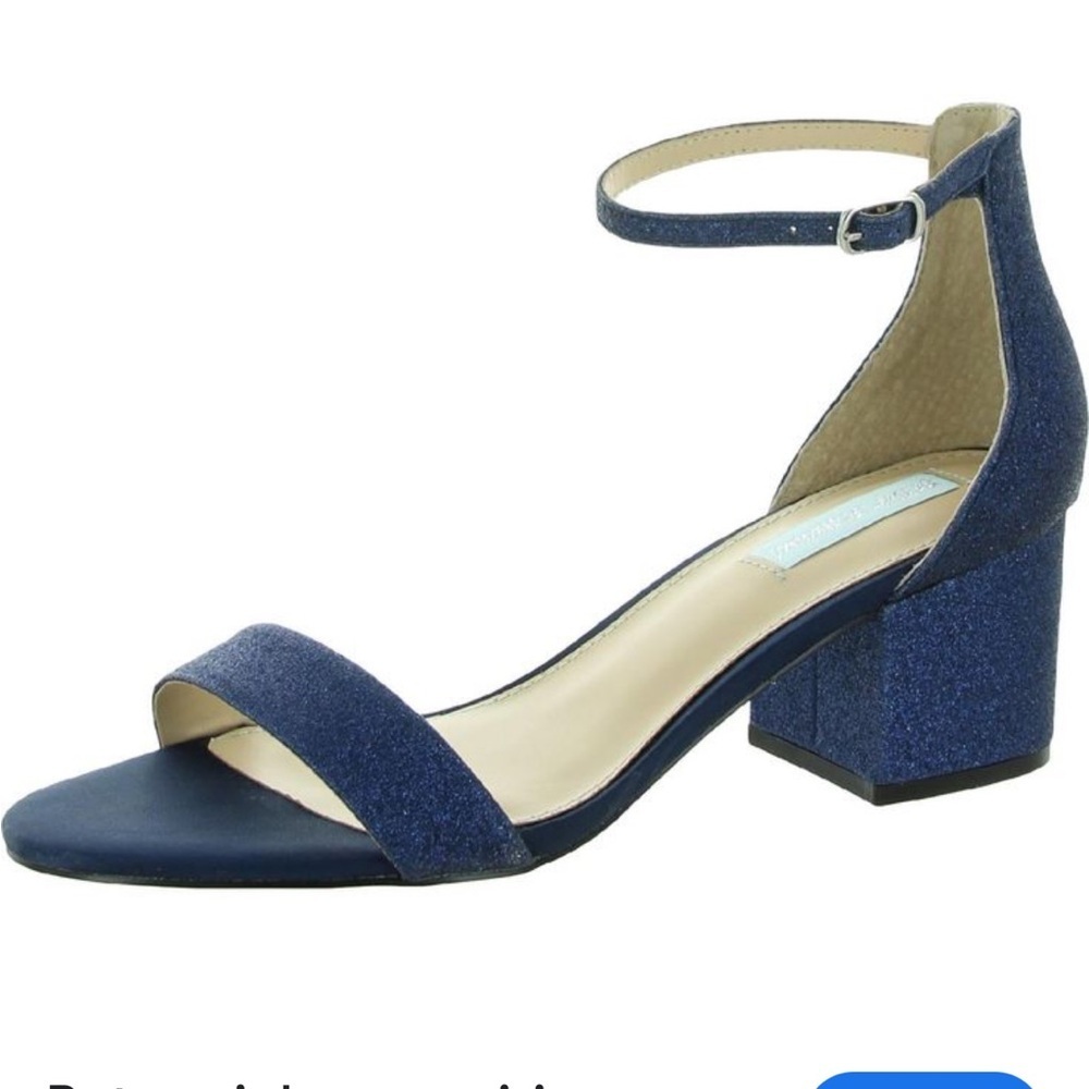 BETSEY JOHNSON Rhinestone Crystal Heels Sandals Blue Women's SZ 5 EUC